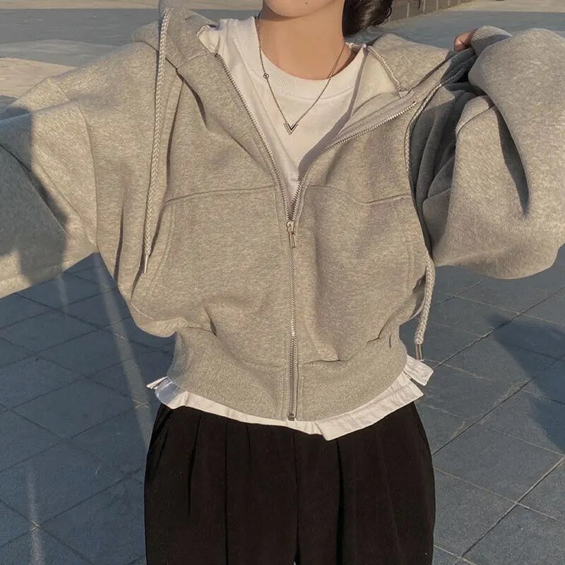 Oversized Kapuzenjacke für Damen mit Reißverschluss