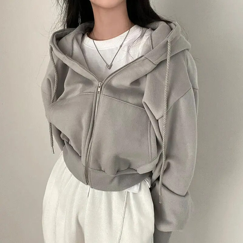 Oversized Kapuzenjacke für Damen mit Reißverschluss