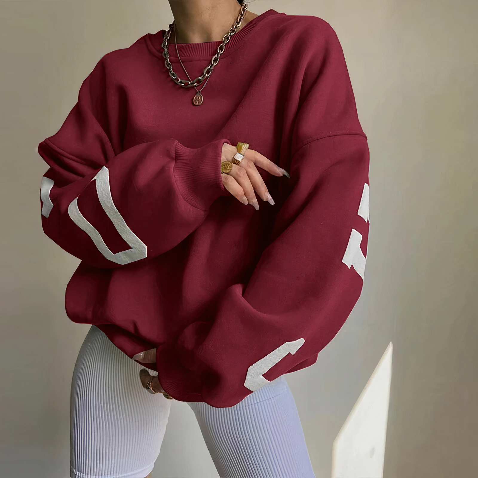 Valenzora - Langarm-Sweatshirt mit Print und Rundhalsausschnitt für Damen