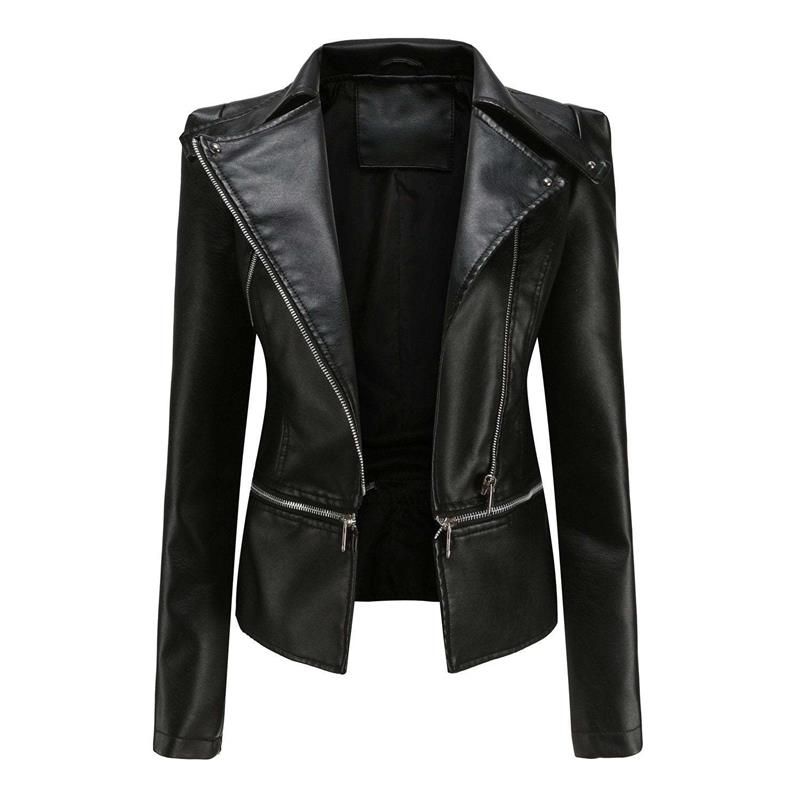 Valenzora | Gothic Soft Leather Jacket with Lapel and Breathable Zipper Design
