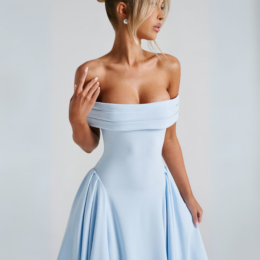Valenzora | Elegant Blue Midi Dress