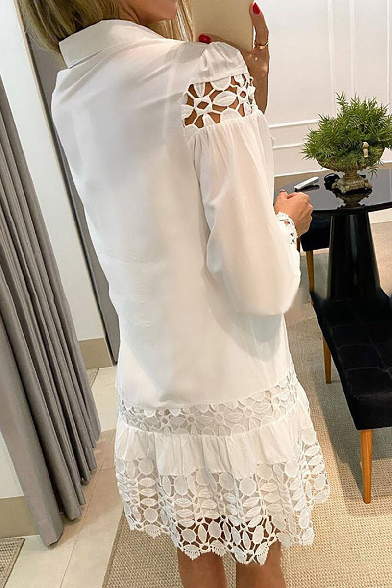 Valenzora | A Bowl for Myself Lace Patchwork Shirt Dress