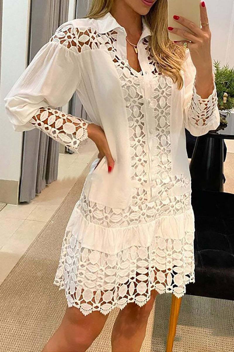 Valenzora | A Bowl for Myself Lace Patchwork Shirt Dress