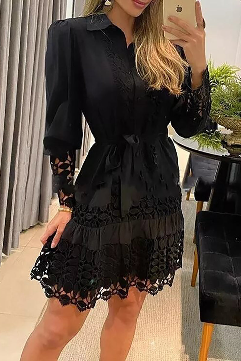 Valenzora | A Bowl for Myself Lace Patchwork Shirt Dress