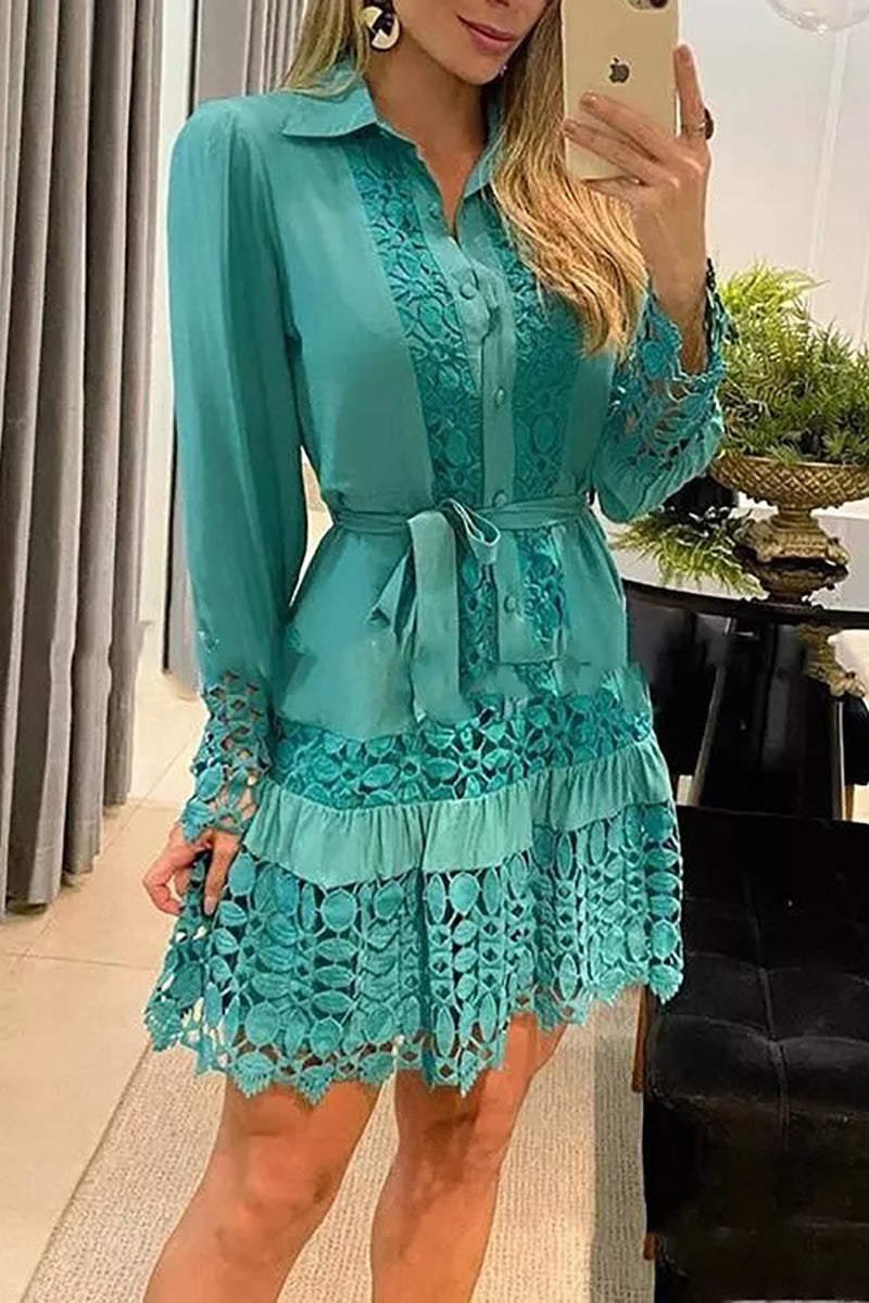 Valenzora | A Bowl for Myself Lace Patchwork Shirt Dress