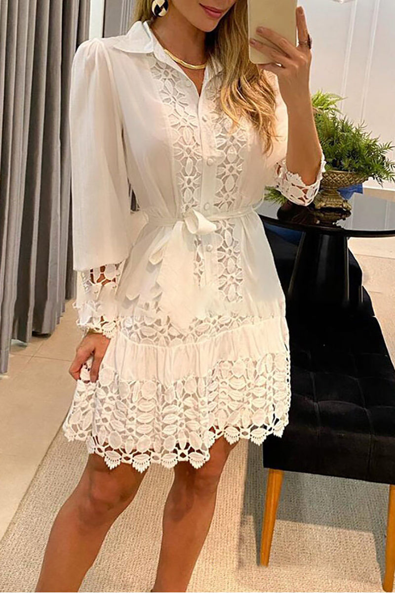 Valenzora | A Bowl for Myself Lace Patchwork Shirt Dress