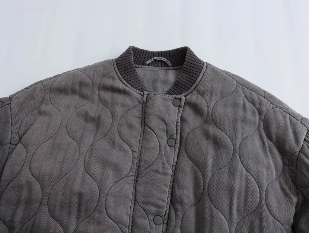 Valenzora | Lockere graue Bomberjacke für Damen