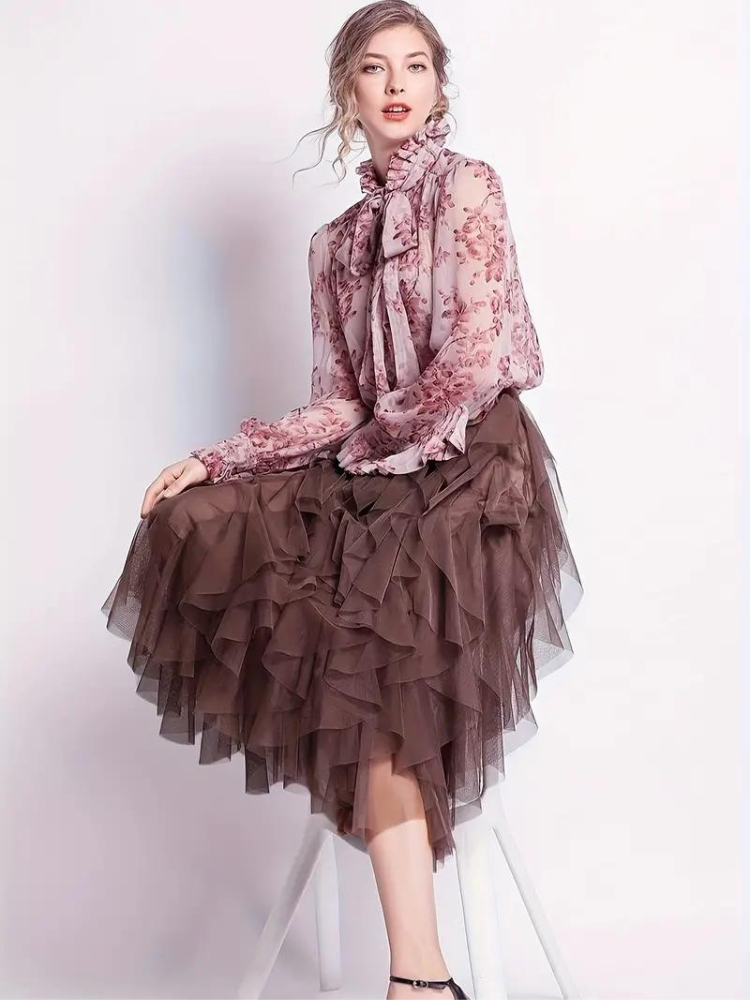 Valenzora | Ruffled skirt Long stylish tulle skirt