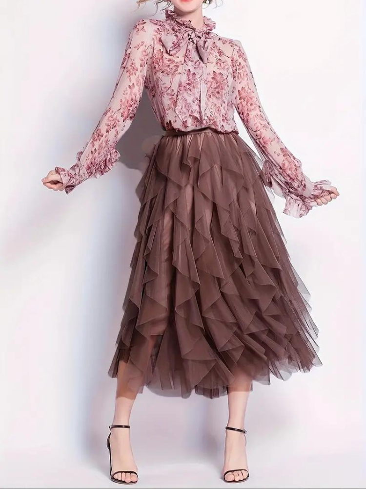 Valenzora | Ruffled skirt Long stylish tulle skirt