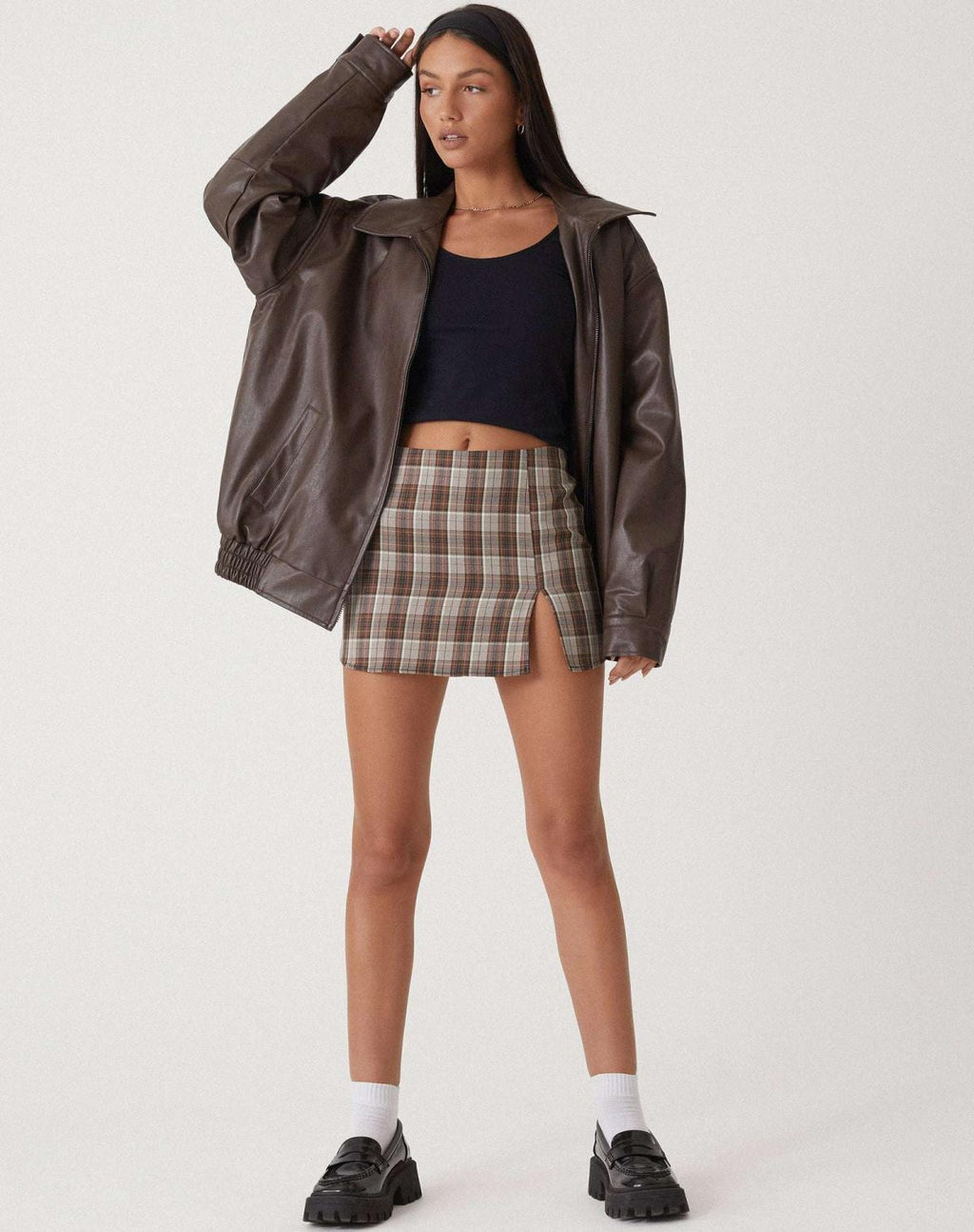Valenzora | Oversized leather jacket with zipper | Leather bomber jacket | Women's leather jacket