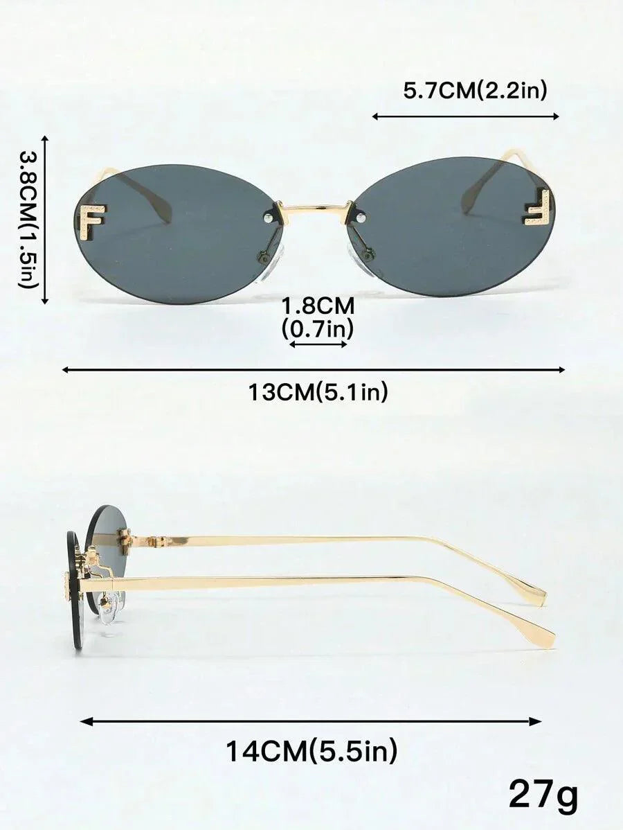 Valenzora | Ovale Sonnenbrille mit goldenen Akzenten und dezenten Steinen