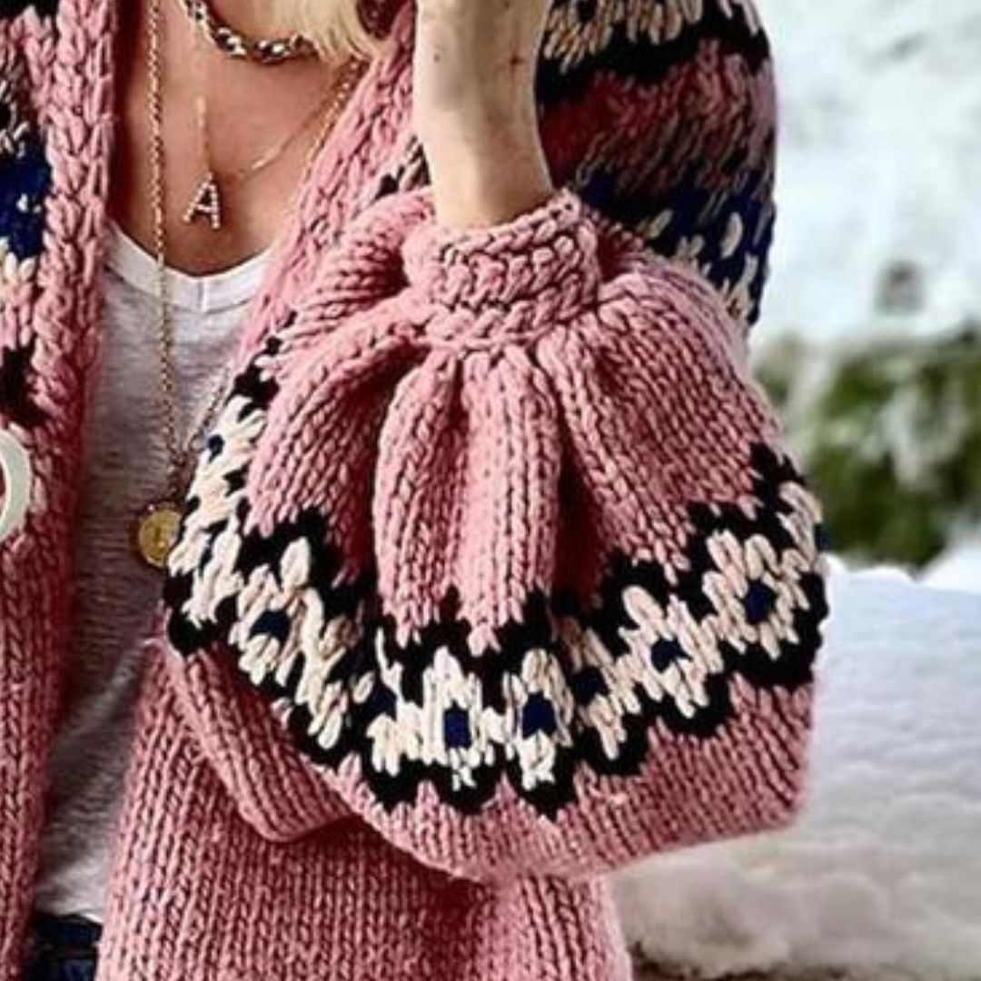 Valenzora | Cozy knit cardigan with balloon sleeves