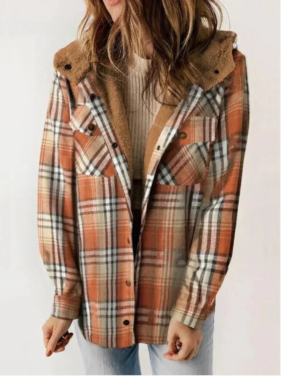 Valenzora | Karierte Kapuzenjacke mit Fleecefutter, Damenjacke