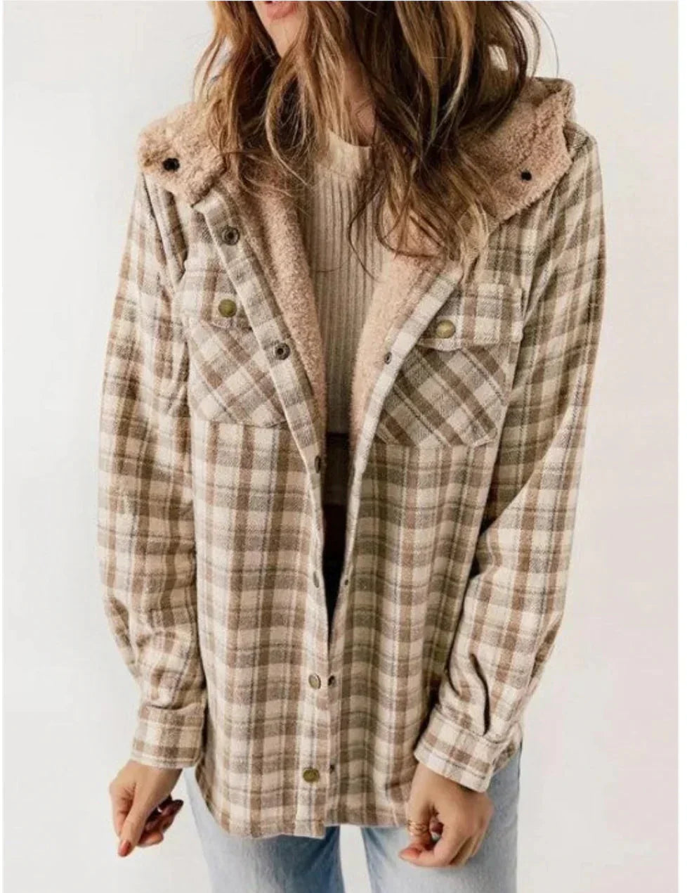 Valenzora | Karierte Kapuzenjacke mit Fleecefutter, Damenjacke