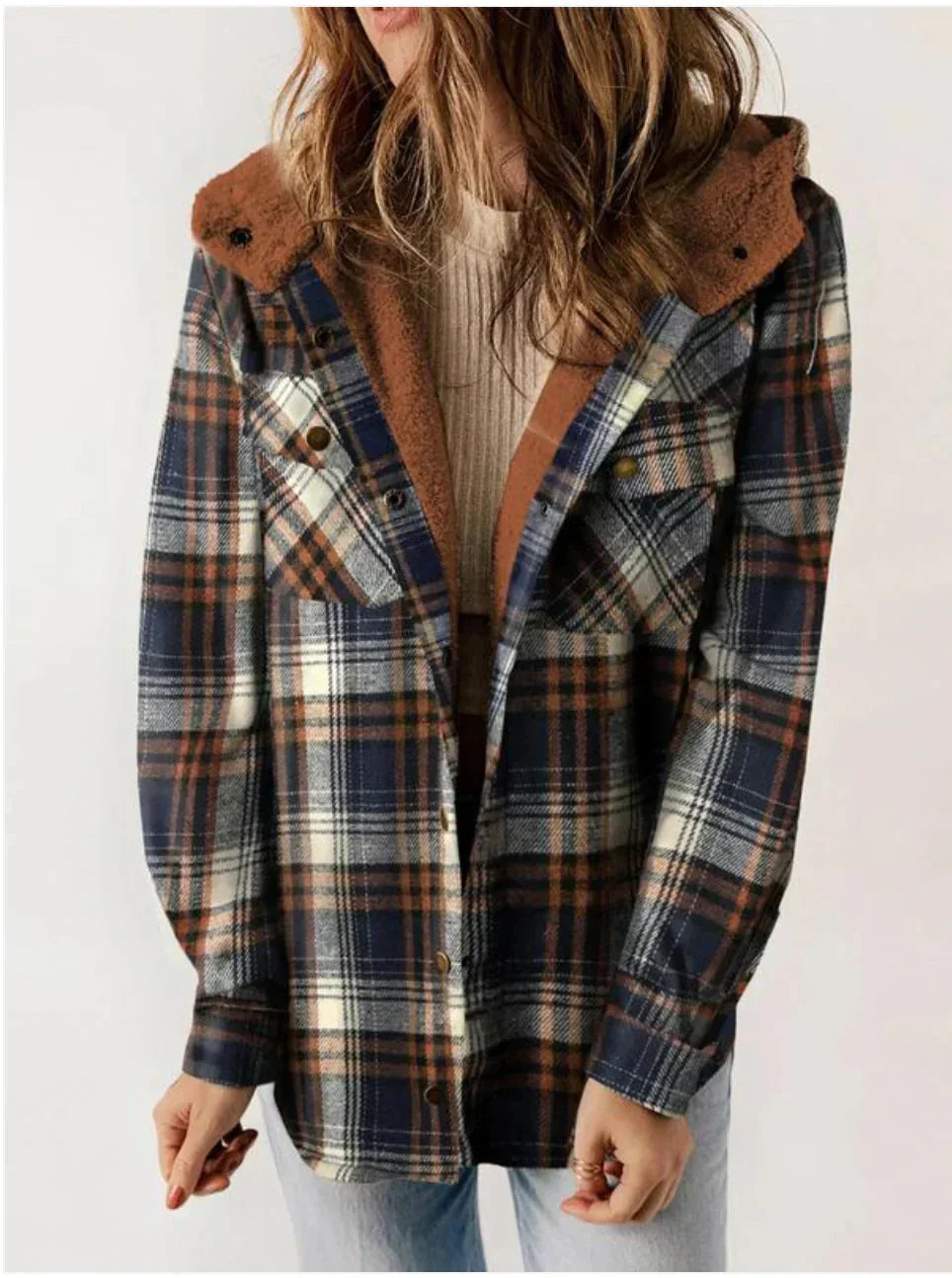 Valenzora | Karierte Kapuzenjacke mit Fleecefutter, Damenjacke