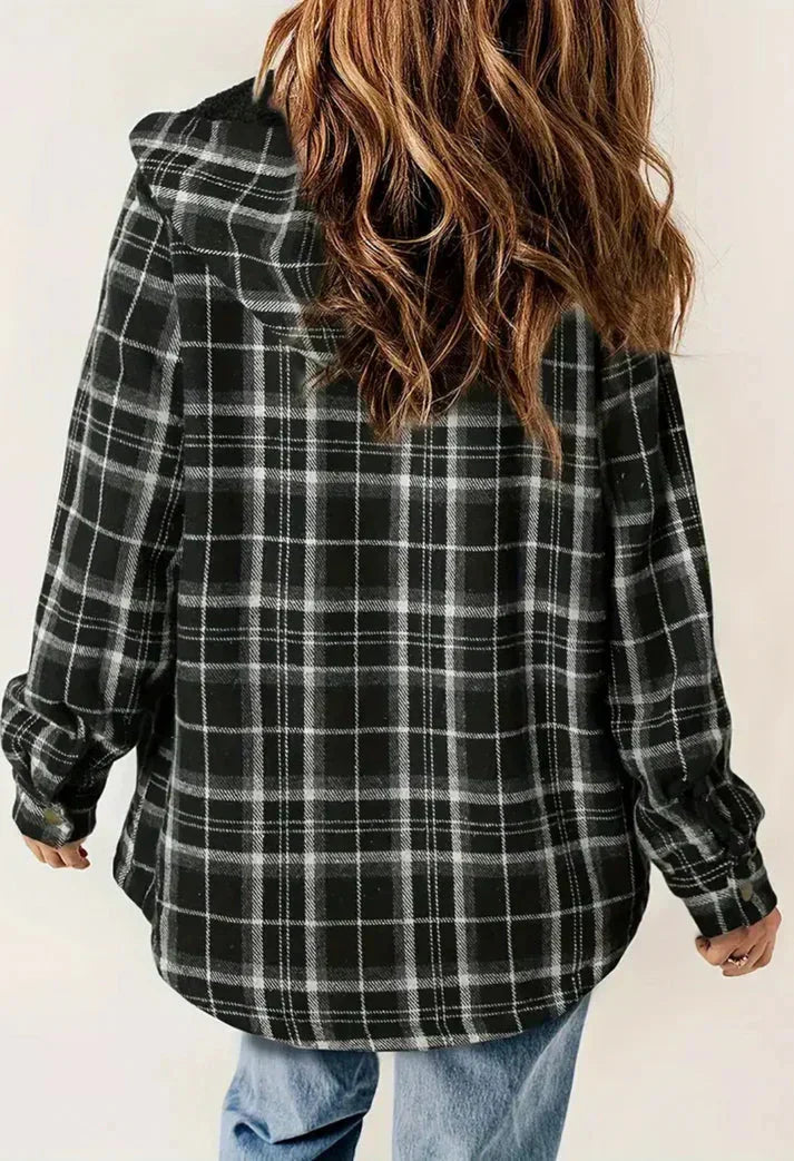 Valenzora | Karierte Kapuzenjacke mit Fleecefutter, Damenjacke