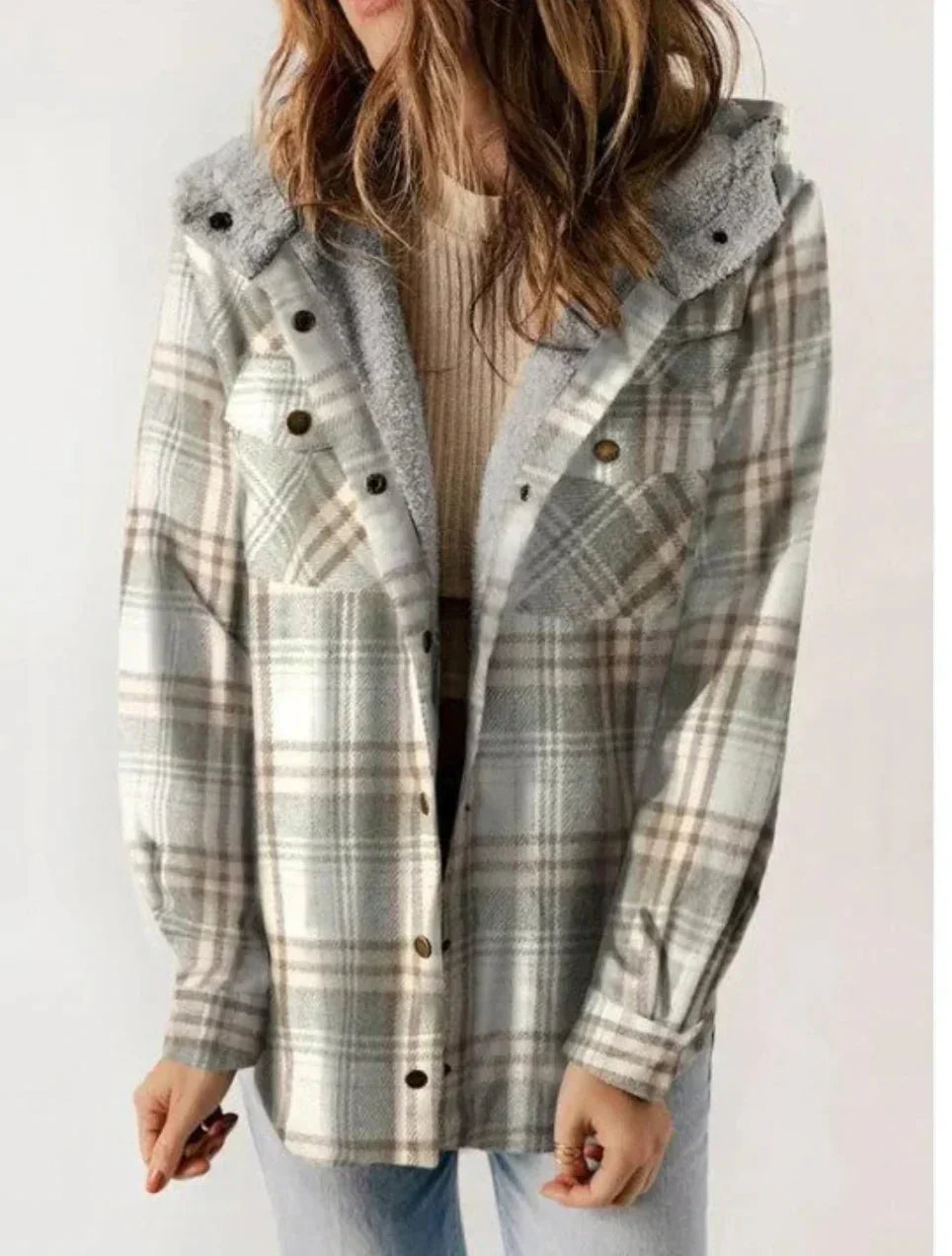Valenzora | Karierte Kapuzenjacke mit Fleecefutter, Damenjacke