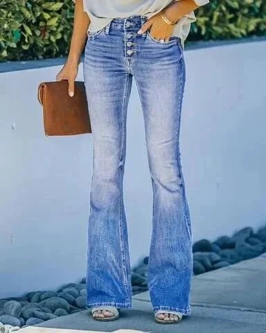Valenzora | Gewaschene Jeans, geknöpfte Damenjeans, High-Waist-Jeans