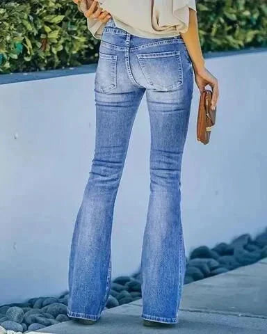 Valenzora | Gewaschene Jeans, geknöpfte Damenjeans, High-Waist-Jeans