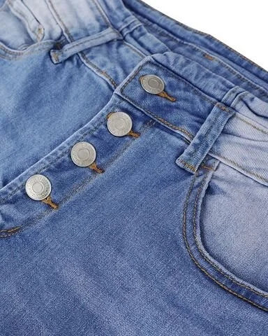 Valenzora | Gewaschene Jeans, geknöpfte Damenjeans, High-Waist-Jeans