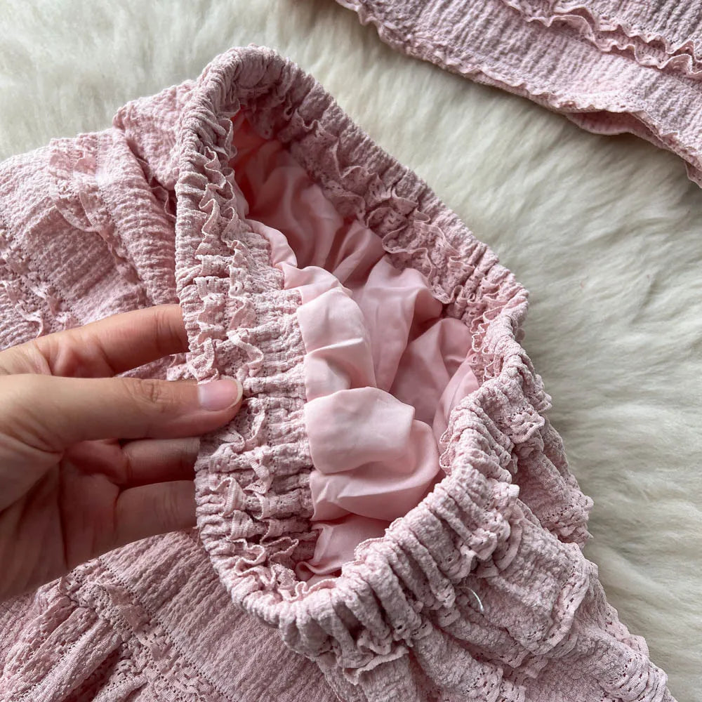 Valenzora | Elegantes Zweiteiler-Set mit Spitzentop und Stufenrock