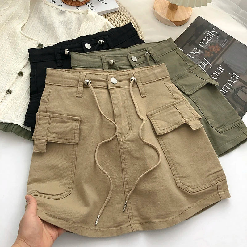 Women's high-waisted A-line mini skirt