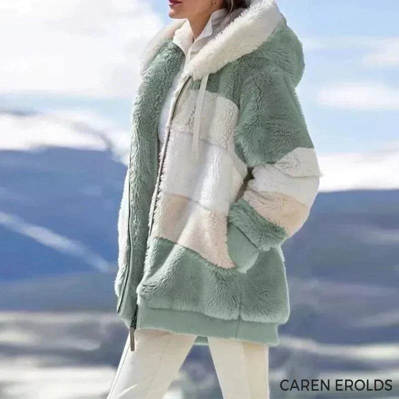2026 Gemütliche Tweed-Kapuzenjacke mit Plüschwollfutter