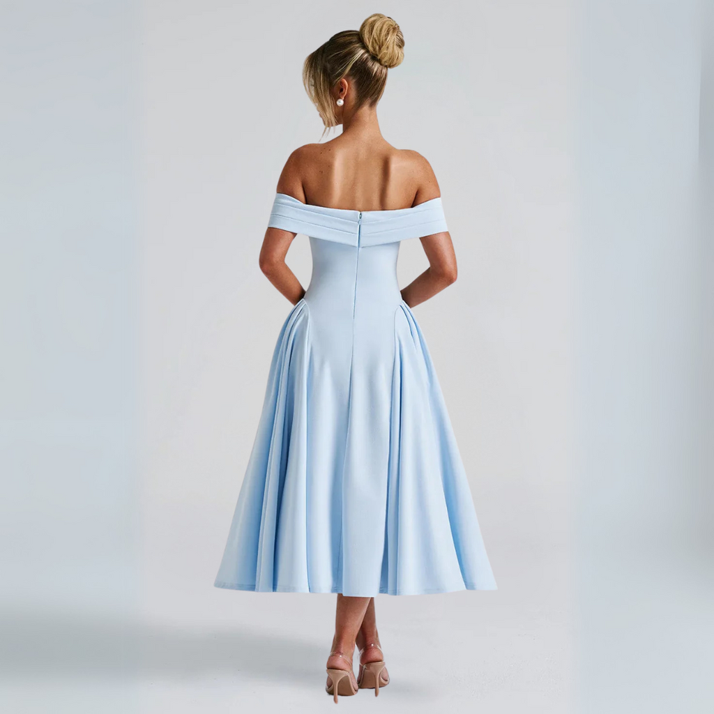 Valenzora | Elegant Blue Midi Dress