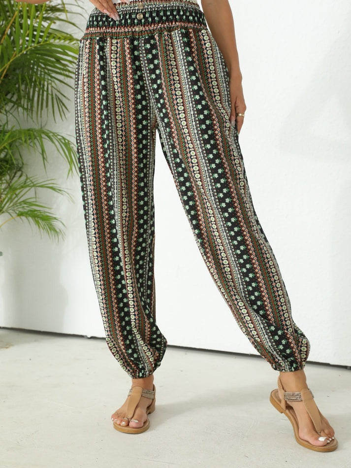 Stylish trousers with boho print