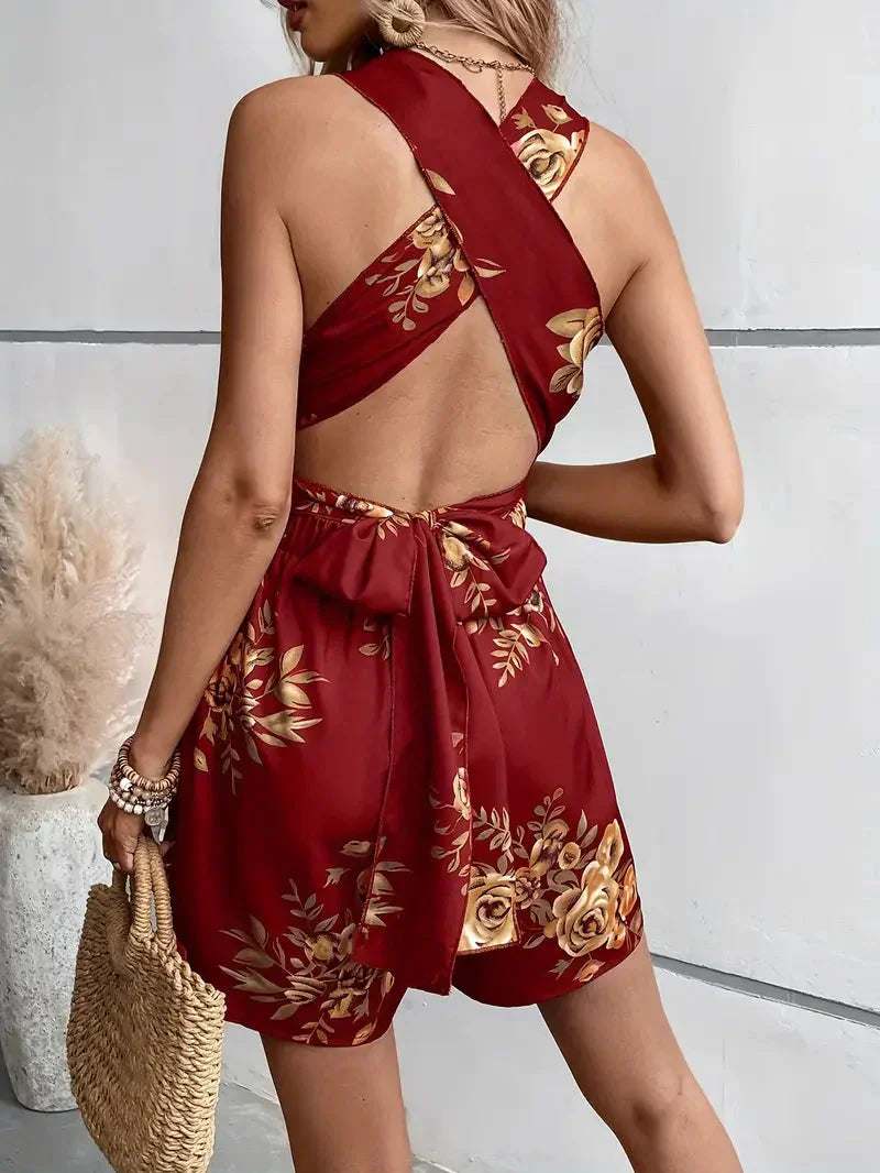 Valenzora | Playsuit, V-neck, backless, party jumpsuit, summer jumpsuit