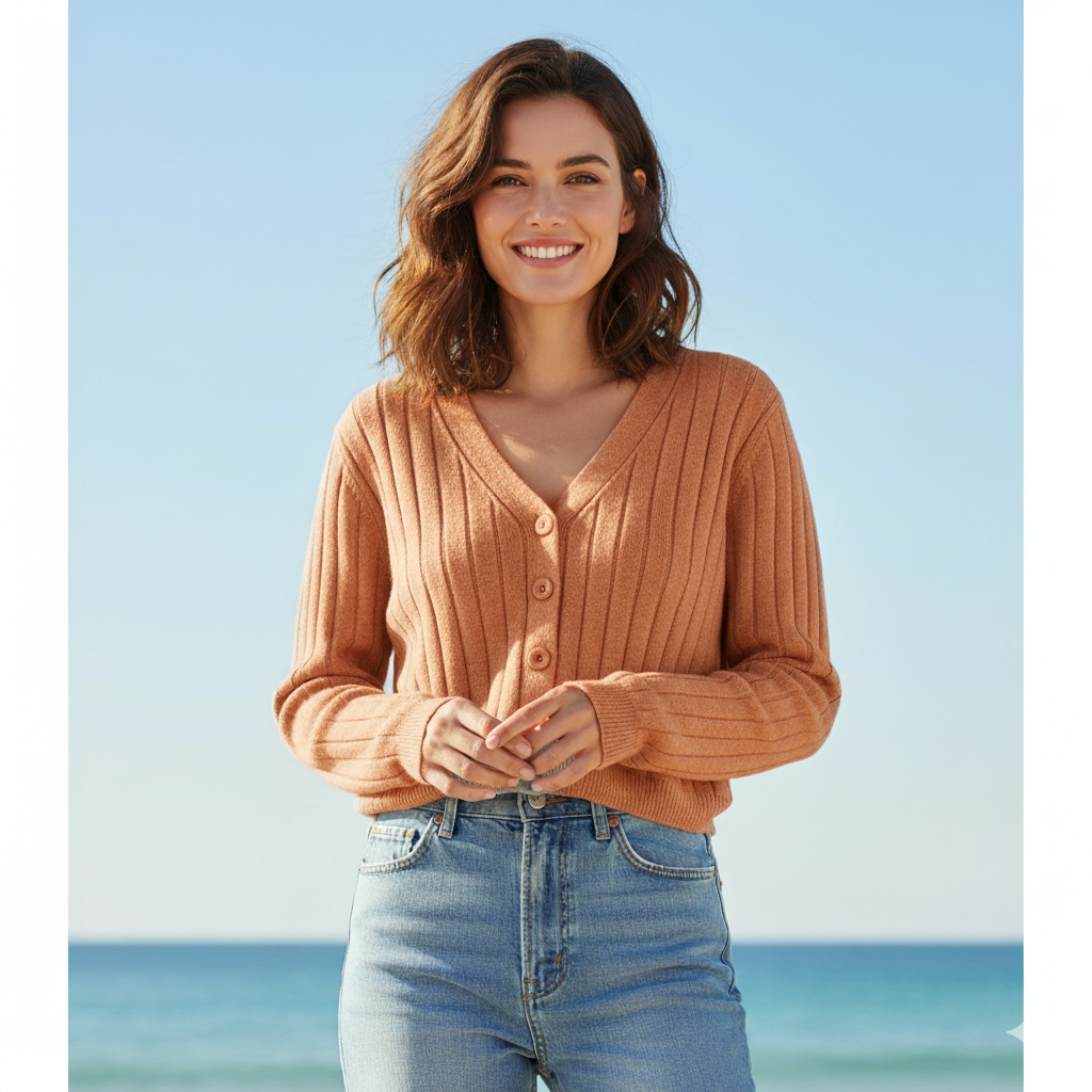 Valenzora | Lace-up knitted V-neck sweater for women