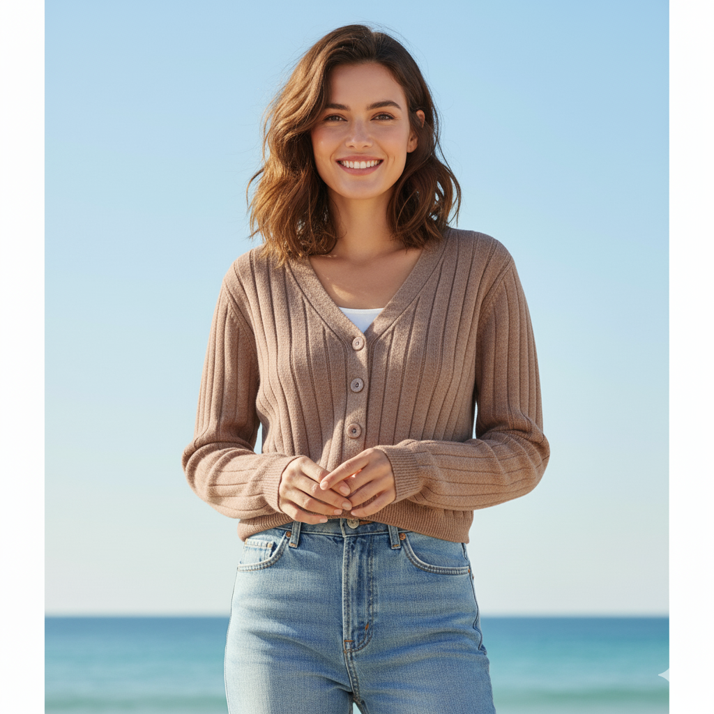 Valenzora | Lace-up knitted V-neck sweater for women