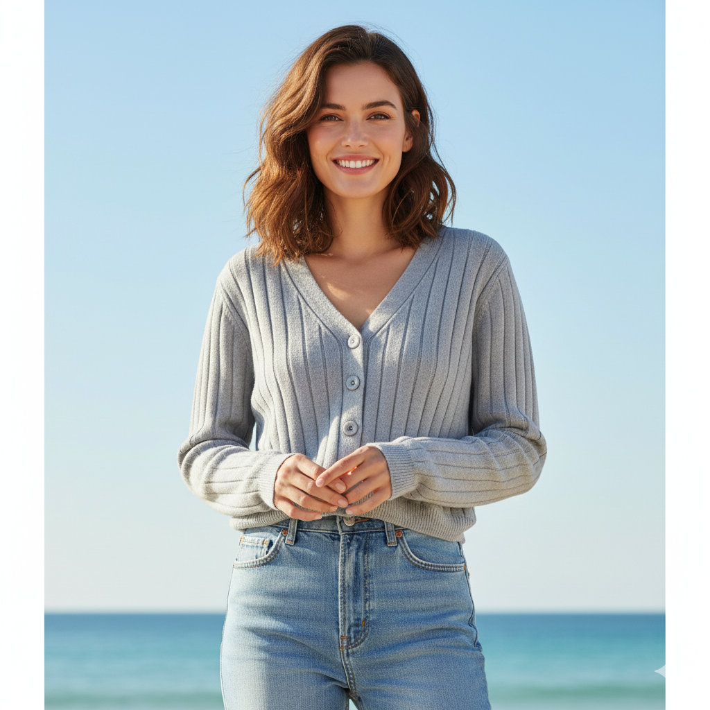 Valenzora | Lace-up knitted V-neck sweater for women