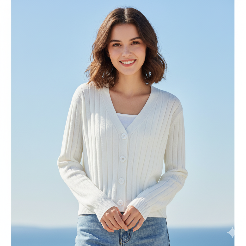 Valenzora | Lace-up knitted V-neck sweater for women