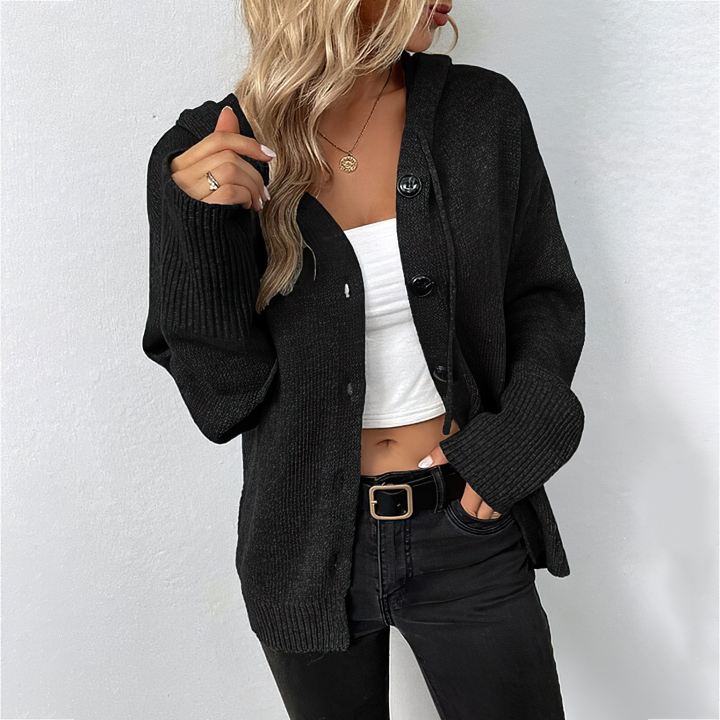 Valenzora | Warm Hooded Cardigan with Buttons Women's Jacket