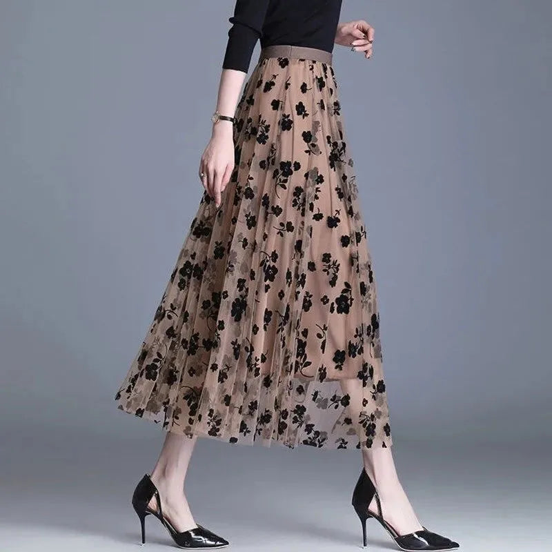 Stylish mesh midi skirt