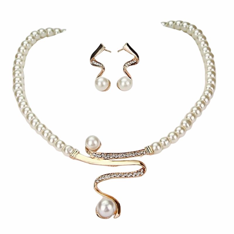 Valenzora | Naturperlenkette + Ohrring-Set Gold