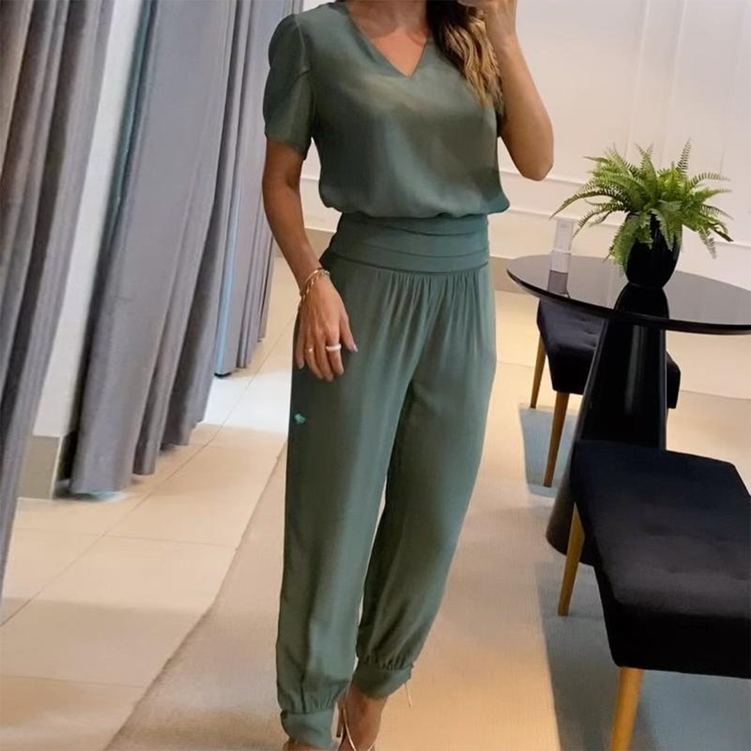 Valenzora | Stylischer bedruckter Jumpsuit mit V-Ausschnitt für Damen