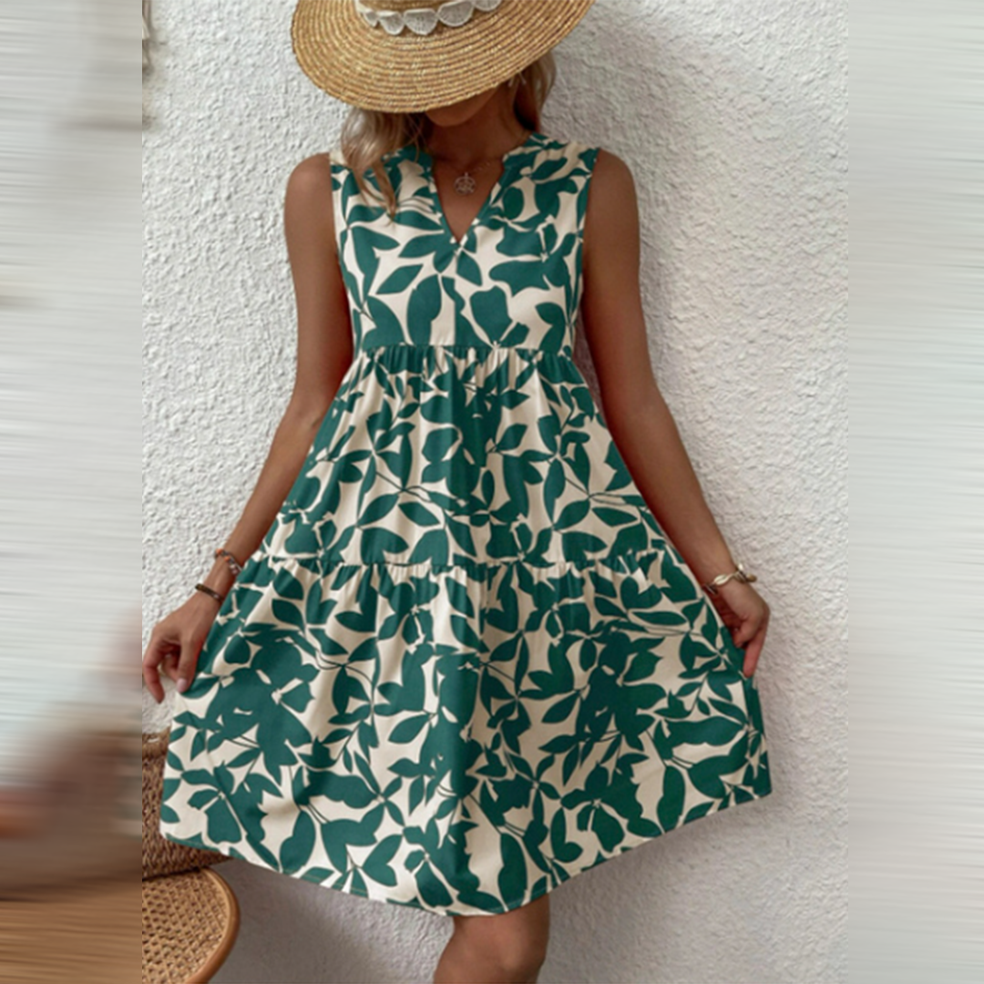 Valenzora | Ärmelloses Kleid im Boho-Stil, V-Ausschnitt, lockere Passform, leicht und atmungsaktiv