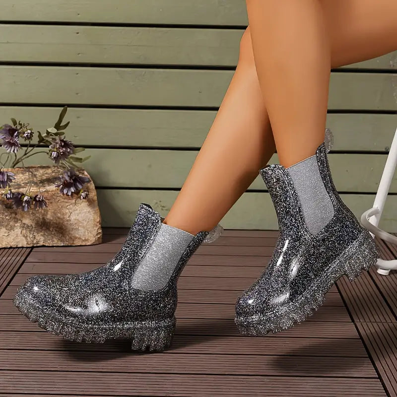 Valenzora | Ankle boots - sustainable women's glitter rain boots