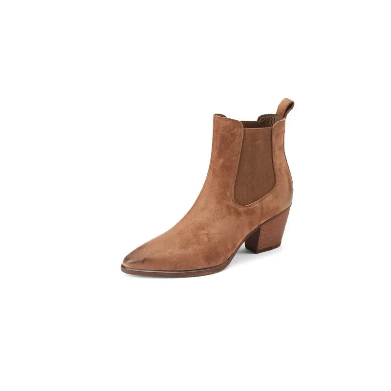 Valenzora | Women's Leather Ankle Boots – Comfortable Block Heel