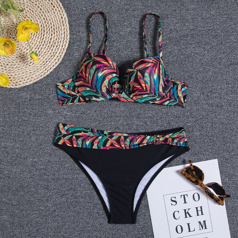 Valenzora - Blumen-Bikini-Set in Blau