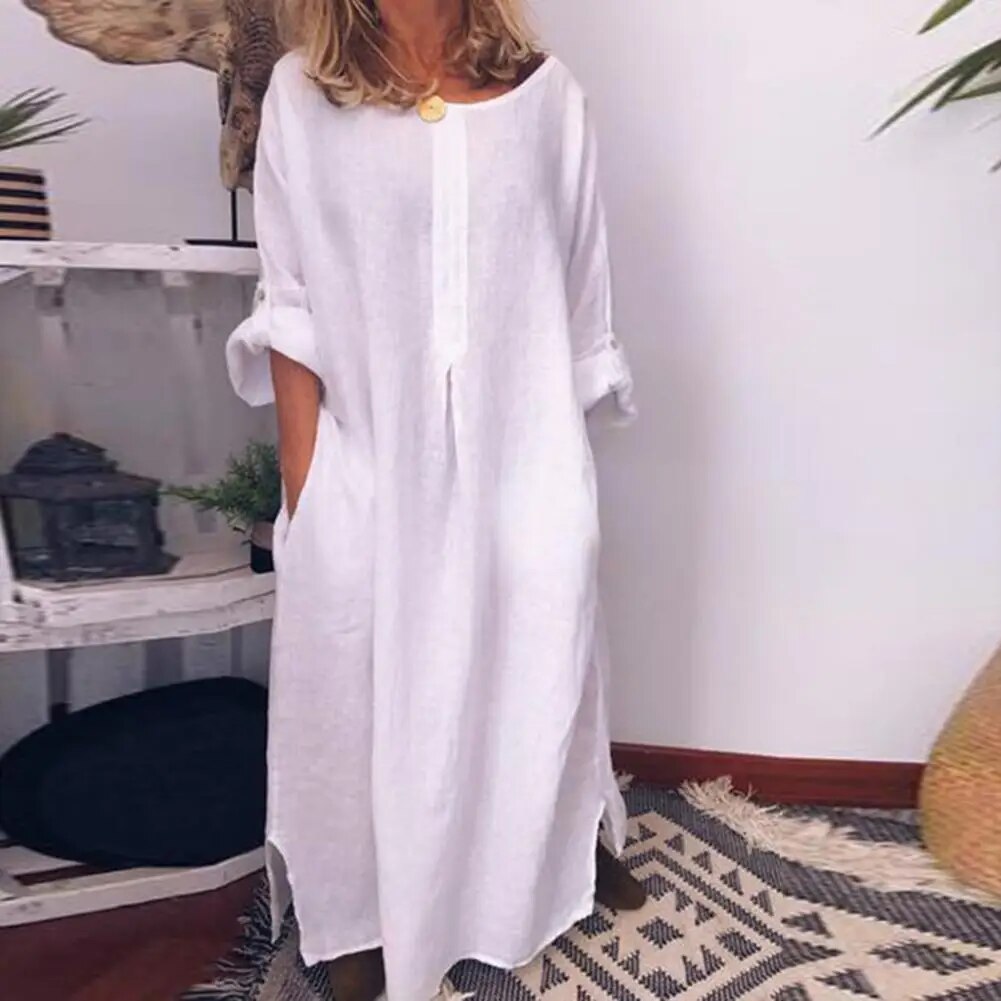 Valenzora | Long linen shirt dress, oversized