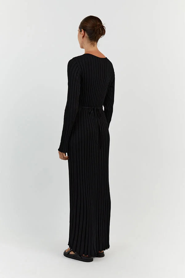 Valenzora Strickkleid | Modernes Langarm-Damenkleid mit V-Ausschnitt