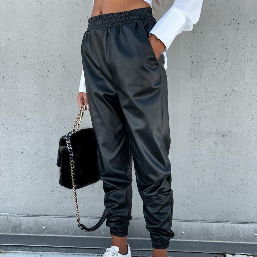 Valenzora | Stylish PU leather jogging pants