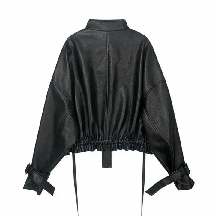 Valenzora | Damen Lederjacke mit kastigem Schnitt