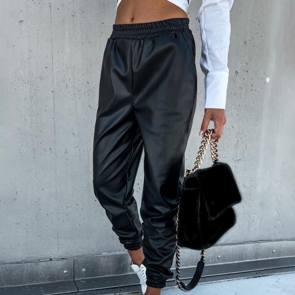 Valenzora | Stylish PU leather jogging pants