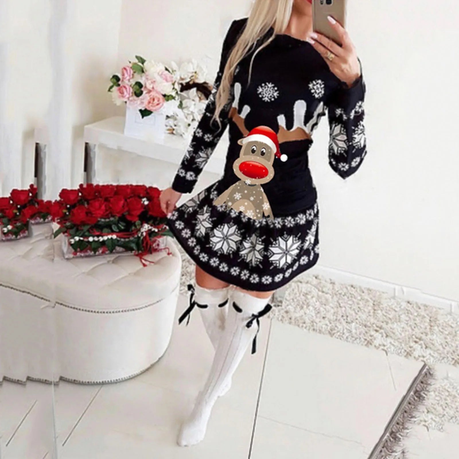 Valenzora - Hässlicher Weihnachtspullover - Freizeitpullover mit Regenbogen-Print