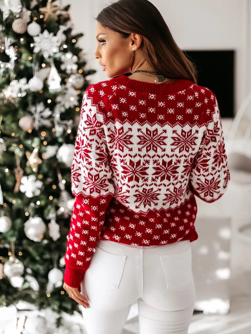 Valenzora - Ugly Christmas Sweater - Classic Snowflake Motif