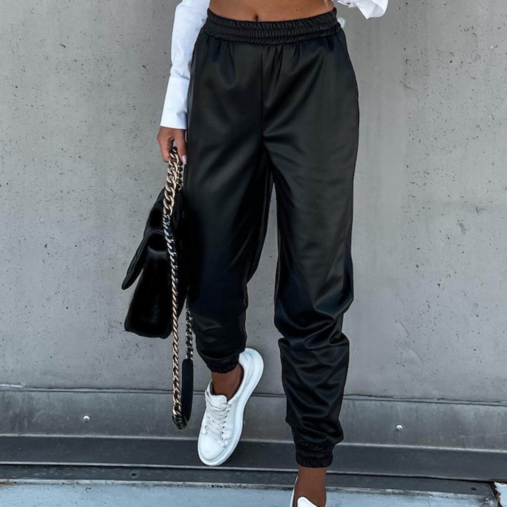 Valenzora | Stylish PU leather jogging pants